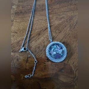 Silver Pendant Necklace with Colorful Accents